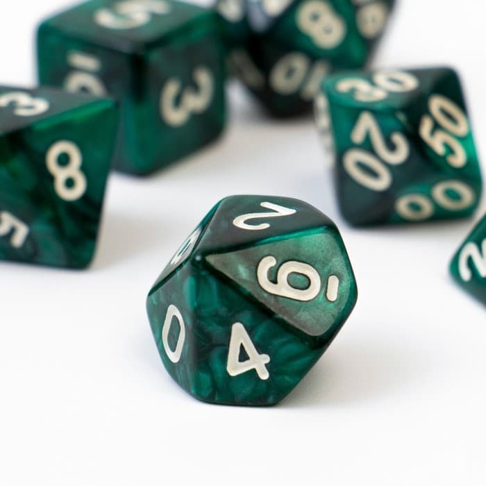 Кости игральные, дайсы «Темный циан» для D&D (Dungeons and Dragons, ДнД), 7 шт.