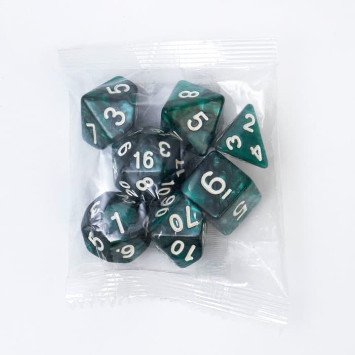 Кости игральные, дайсы «Темный циан» для D&D (Dungeons and Dragons, ДнД), 7 шт.