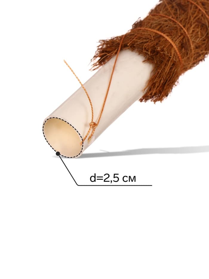 Опора для комнатных цветов, h=50 см, d=2.5 см, пластик, кокосовая оплётка, Greengo