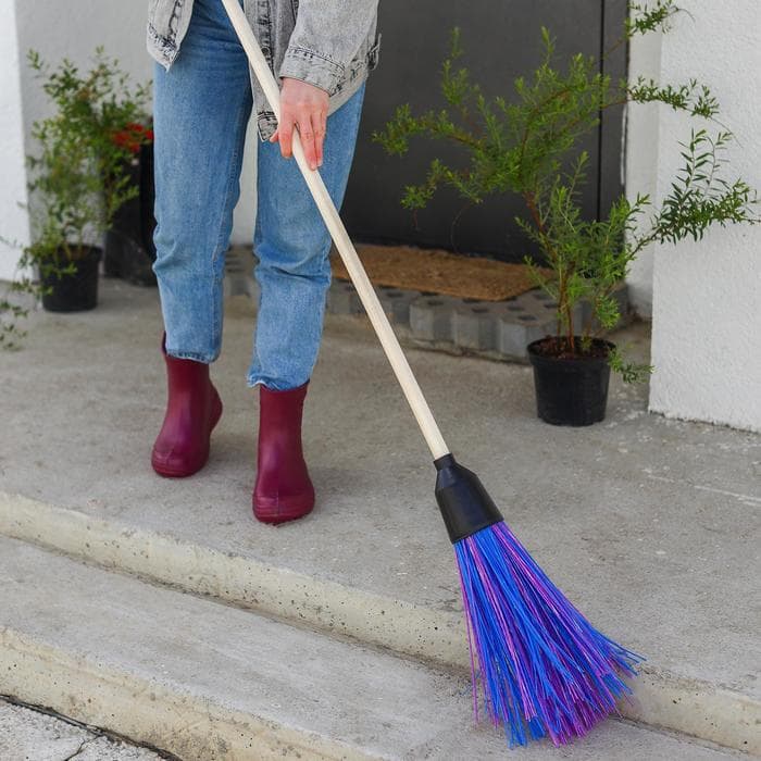 Метла полипропиленовая, круглая, наборная «Стандарт», с черенком, 4 кольца, МИКС