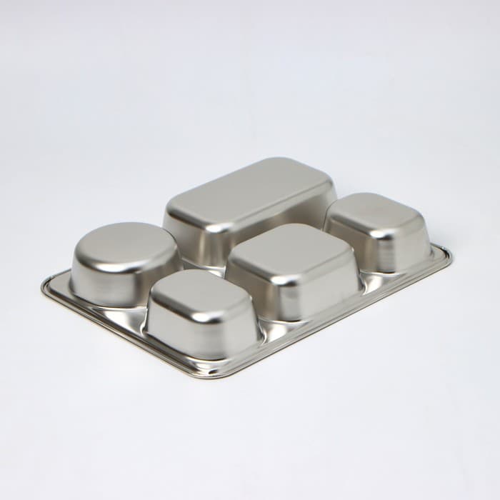 Поднос, 5 секций, 28×22×4 см, нержавеющая сталь, серебристый