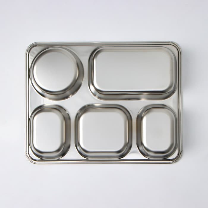 Поднос, 5 секций, 28×22×4 см, нержавеющая сталь, серебристый