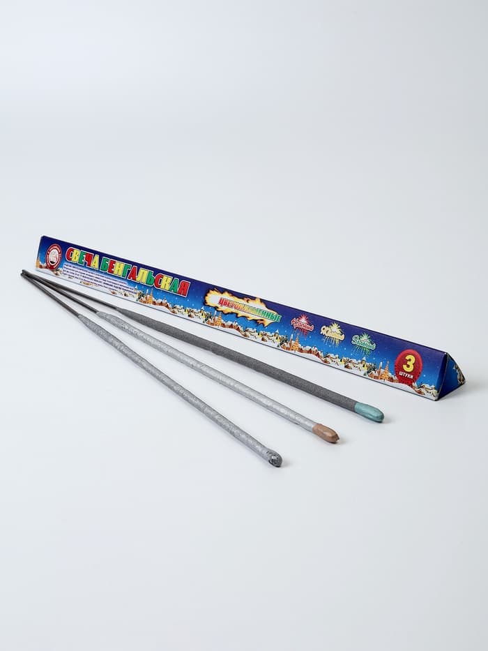 Бенгальские огни «Цветопламенные», 3 шт., 40 см, горение 80 сек.