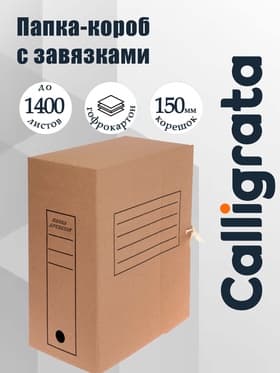 Папка архивная с завязками, микрогофрокартон, 150 мм, бурая, до 1400 л