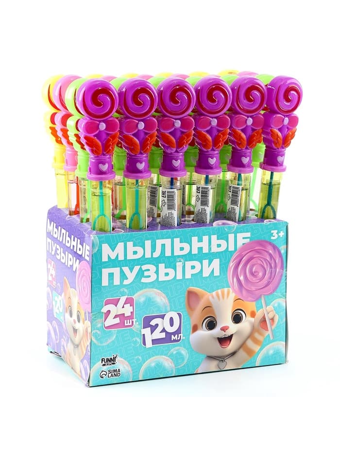 Мыльные пузыри Funny toys «Леденец», 37×3×3 см, 120 мл