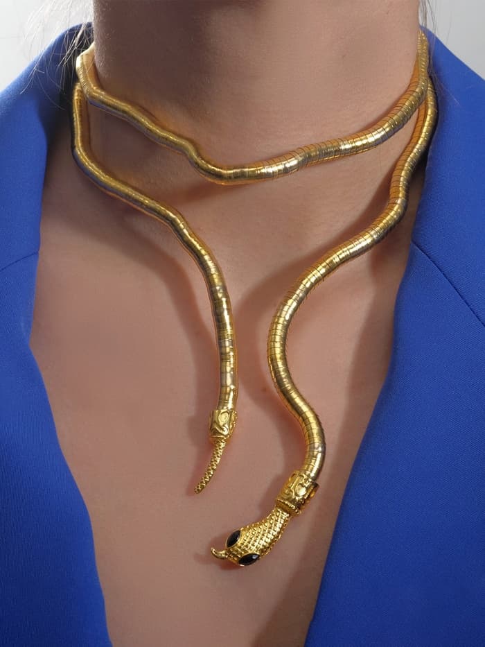 Колье-трансформер «Змея», цвет чернёное золото, 90 см