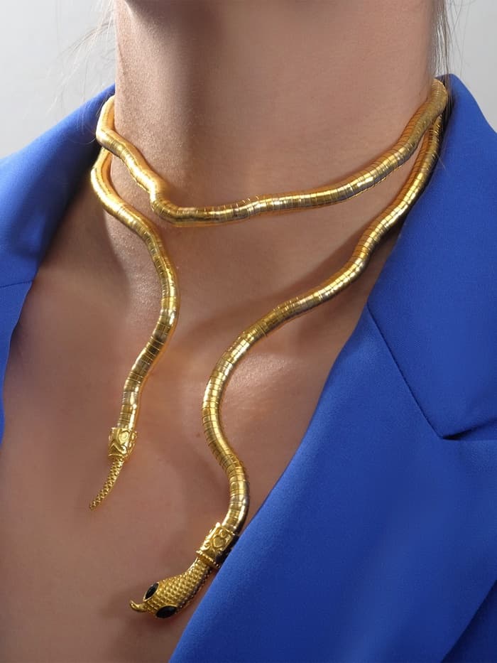 Колье-трансформер «Змея», цвет чернёное золото, 90 см