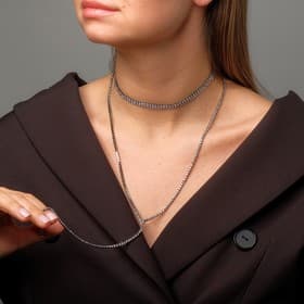 Чокер «Лёд», белый в сером металле 2 ряда, 44.5 см