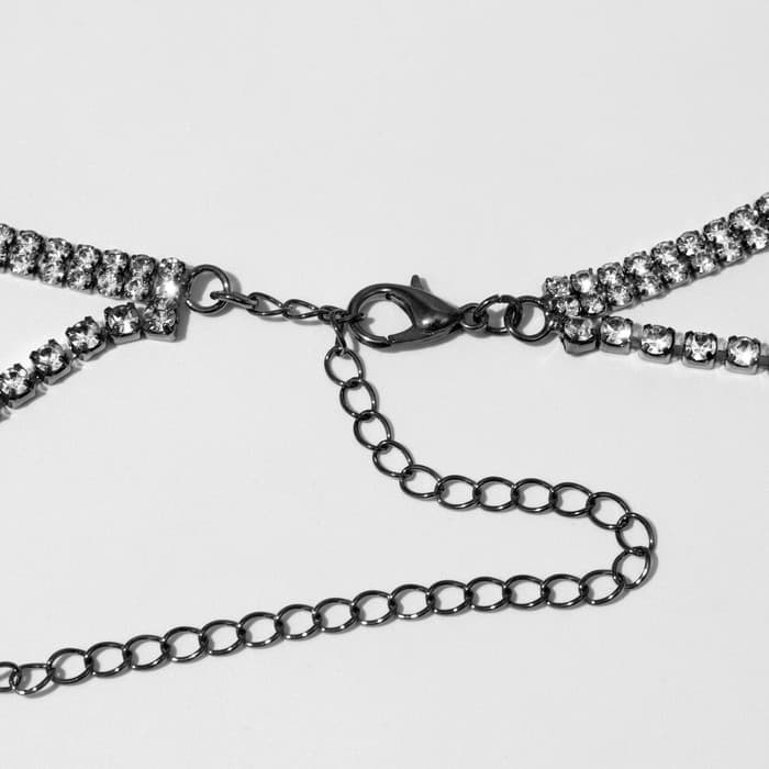 Чокер «Лёд», белый в сером металле 2 ряда, 44.5 см