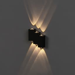 Светильник фасадный «Луч», 6 Вт, 3000К, 3 луча, IP65, 220 В, металлический корпус, чёрный, свечение тёплое белое