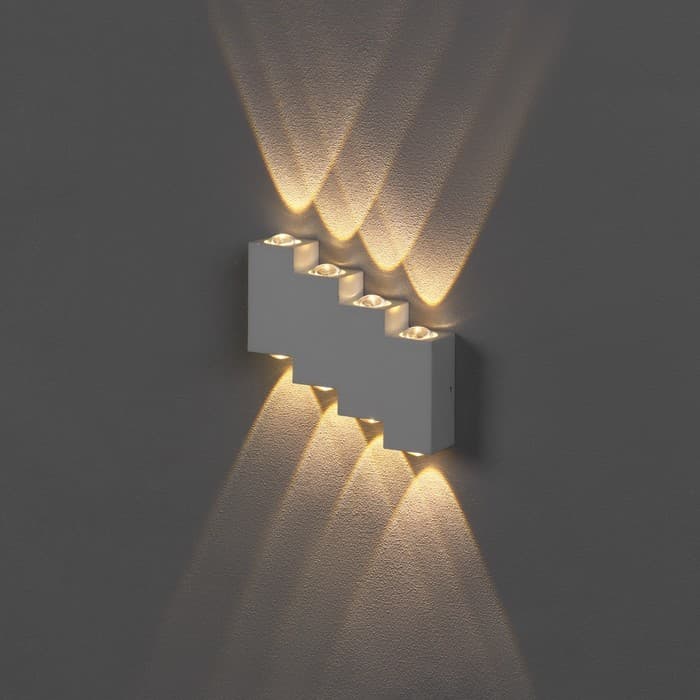 Светильник фасадный «Луч», 8 Вт, 3000К, 4 луча, IP65, 220 В, металлический корпус, белый, свечение тёплое белое