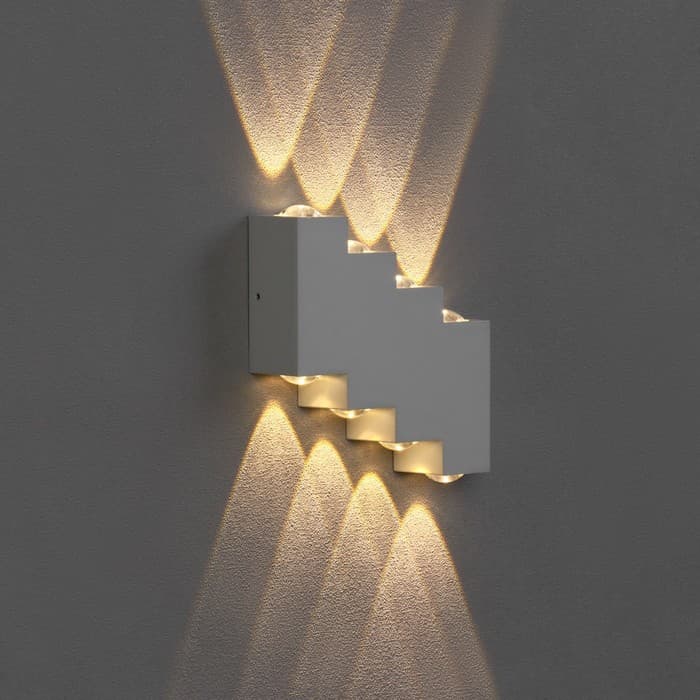 Светильник фасадный «Луч», 8 Вт, 3000К, 4 луча, IP65, 220 В, металлический корпус, белый, свечение тёплое белое