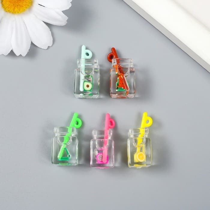 Декор для творчества пластик «Лимонад в банке», 1.1×1.1×2.5 см, МИКС