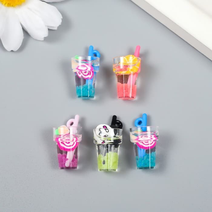 Декор для творчества пластик «Лимонад в стакане», 1.2×1.2×2.6 см, МИКС