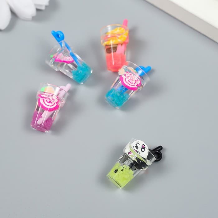 Декор для творчества пластик «Лимонад в стакане», 1.2×1.2×2.6 см, МИКС