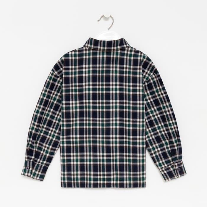Рубашка для мальчика в клетку KAFTAN, синяя, размер 32 (110-116 см)