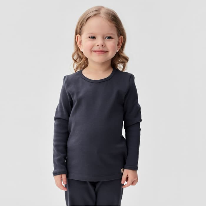 Пижама детская (лонгслив, брюки) MINAKU, рост 86-92 см, тёмно-серая