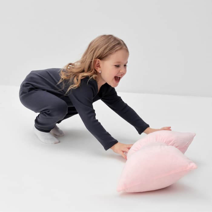 Пижама детская (лонгслив, брюки) MINAKU, рост 86-92 см, тёмно-серая