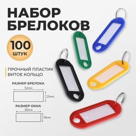 Набор бирок для ключей на кольце «Идентификатор», 53 мм, 100 шт., МИКС