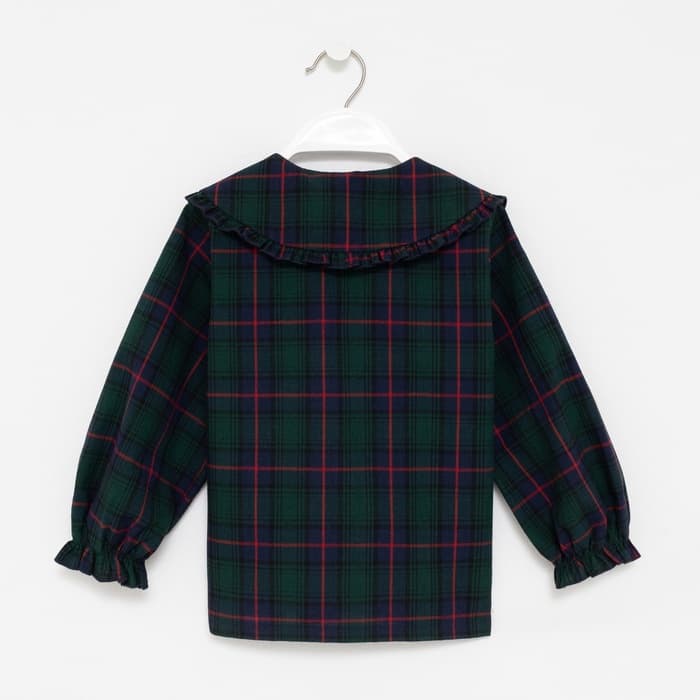 Рубашка для девочки KAFTAN «Клетка», зелёная, размер 32 (110-116 см)