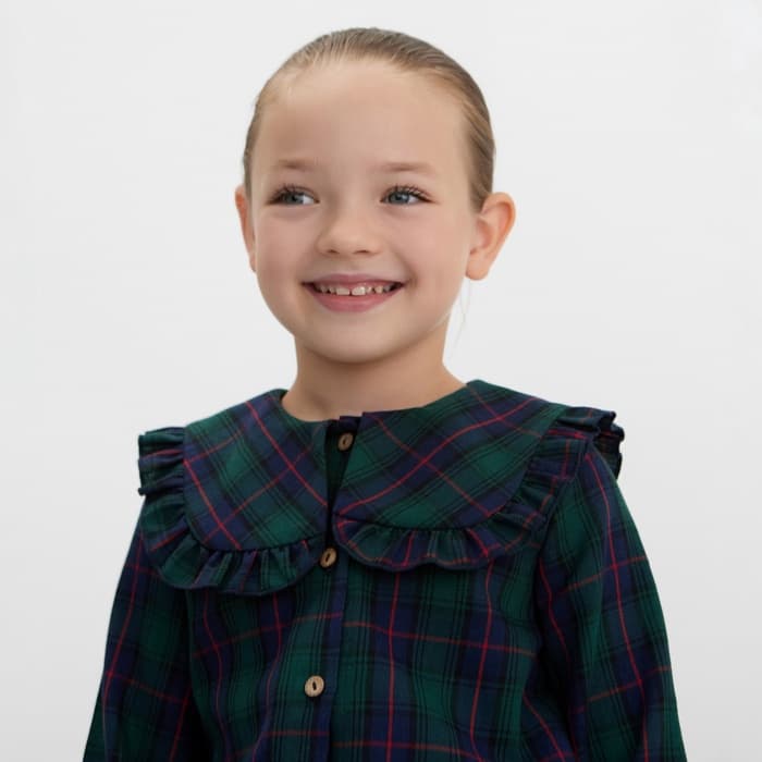 Рубашка для девочки KAFTAN «Клетка», зелёная, размер 32 (110-116 см)
