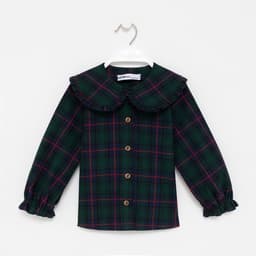 Рубашка для девочки KAFTAN «Клетка», зелёная, размер 32 (110-116 см)