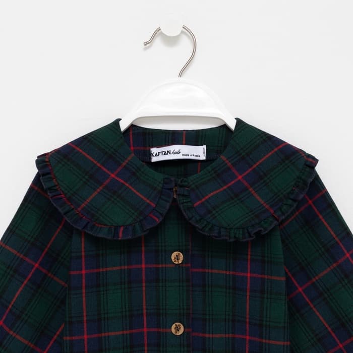 Рубашка для девочки KAFTAN «Клетка», зелёная, размер 32 (110-116 см)