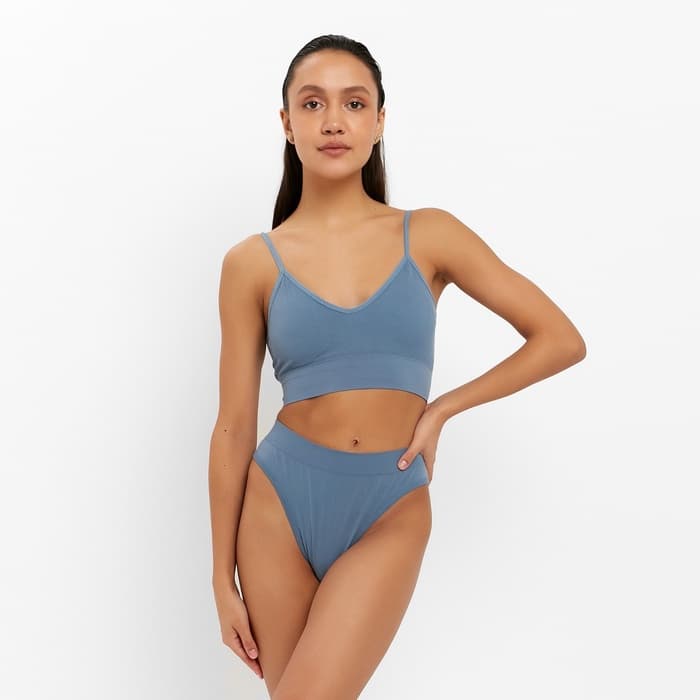 Комплект нижнего белья женский (топ, трусы) Collorista, синий, размер 42-44