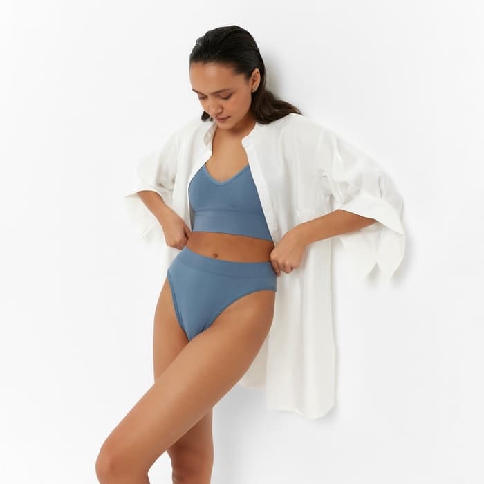 Комплект нижнего белья женский (топ, трусы) Collorista, синий, размер 42-44