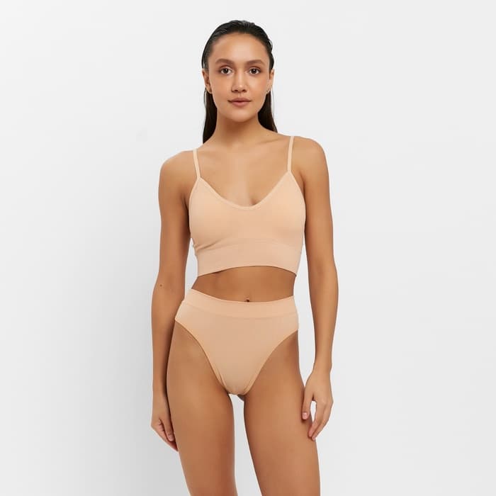 Комплект нижнего белья женский (топ, трусы) Collorista, бежевый, размер 42-44