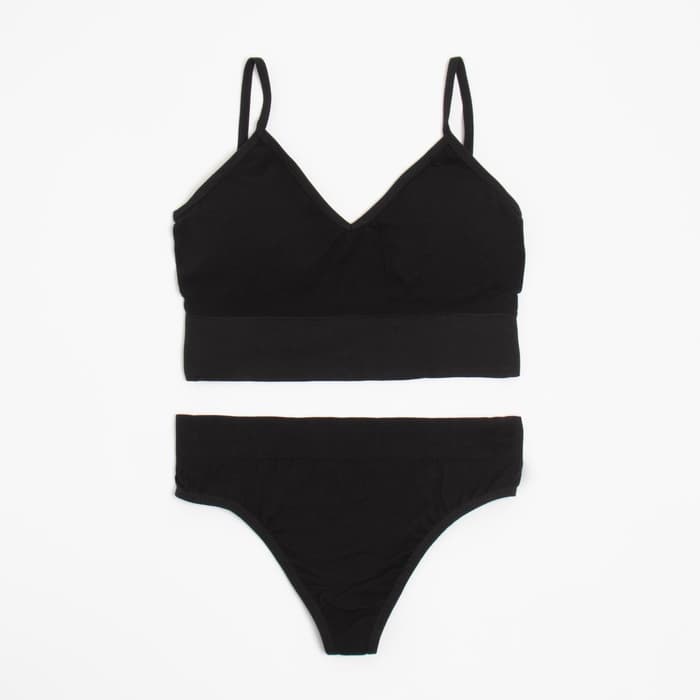 Комплект нижнего белья женский (топ, трусы) Collorista, чёрный, размер 42-44