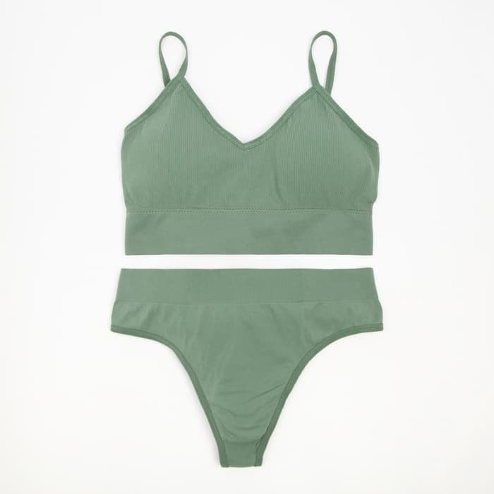 Комплект нижнего белья женский (топ, трусы) Collorista, зелёный, размер 42-44