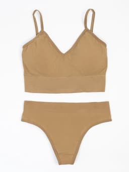 Комплект нижнего белья женский (топ, трусы) Collorista, песочный, размер 42-44