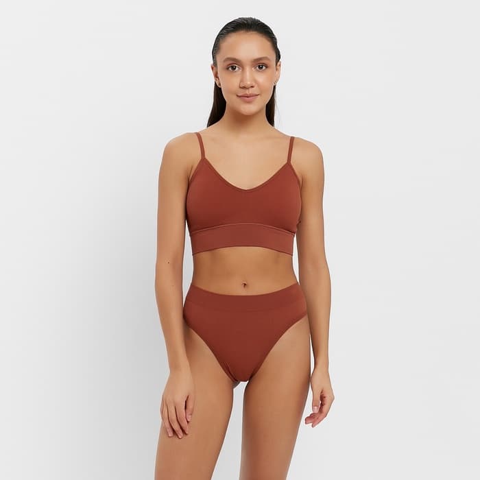 Комплект нижнего белья женский (топ, трусы) Collorista, коричневый, размер 42-44