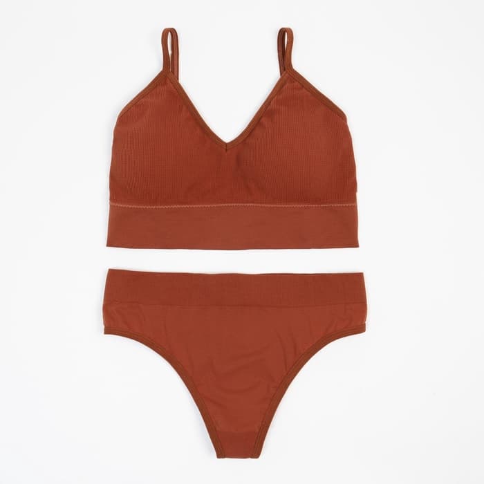 Комплект нижнего белья женский (топ, трусы) Collorista, коричневый, размер 42-44