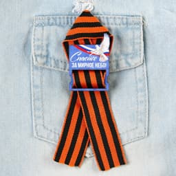 Значок с георгиевской лентой на 9 Мая «Спасибо за мирное небо», 4.4×6.3 см