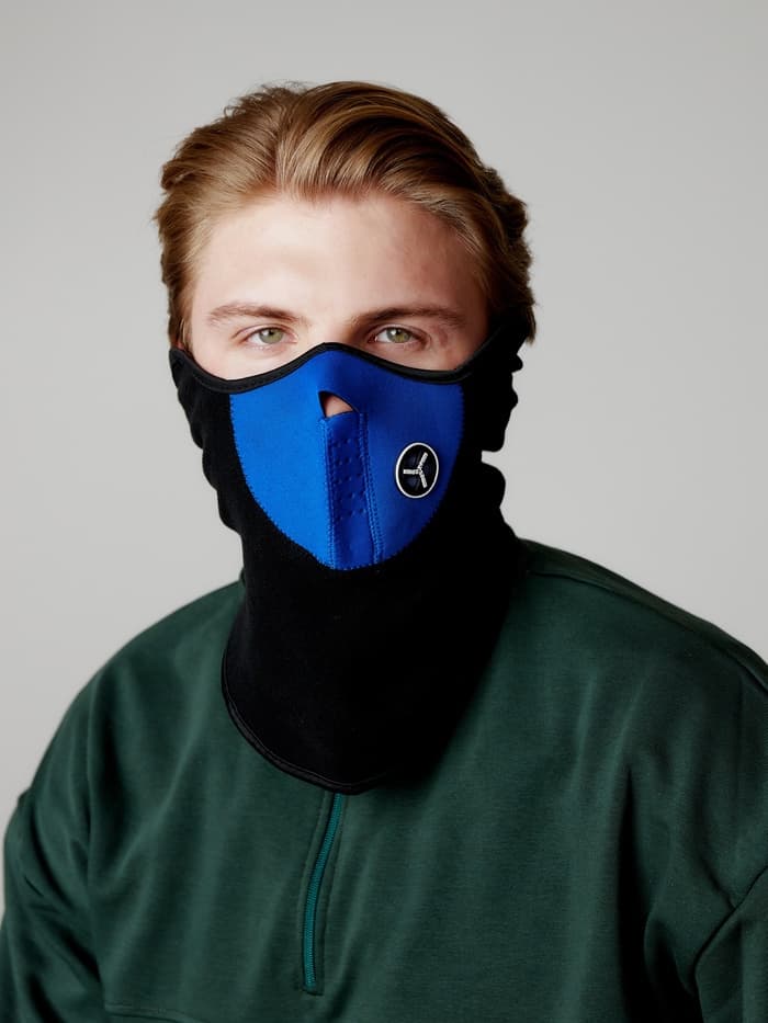 Ветрозащитная маска под шлем с клапаном, размер универсальный, синий