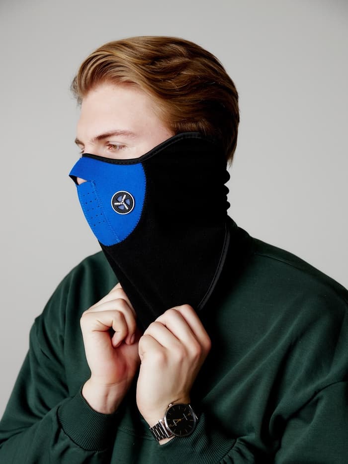 Ветрозащитная маска под шлем с клапаном, размер универсальный, синий