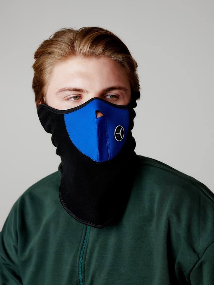 Ветрозащитная маска под шлем с клапаном, размер универсальный, синий