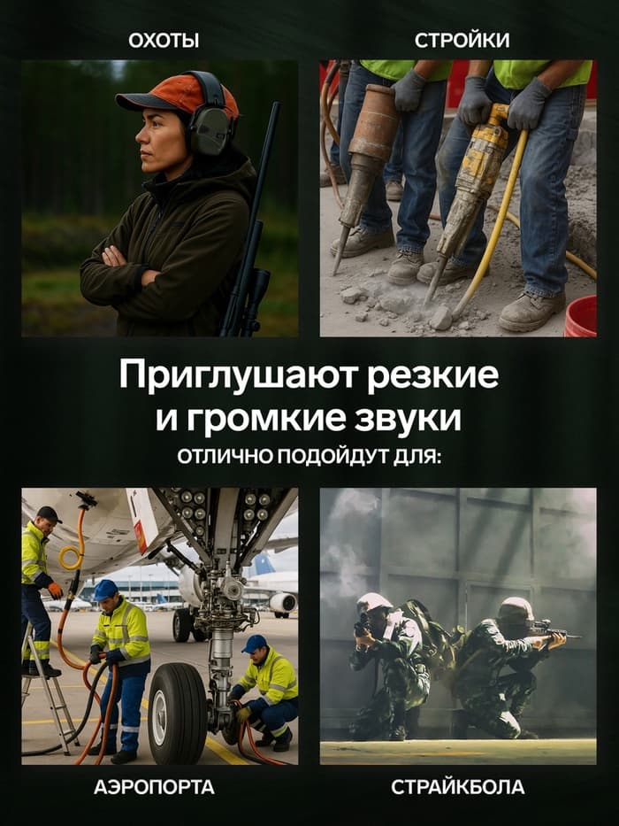 Тактические наушники для стрельбы с активным шумоподавлением