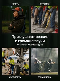 Тактические наушники для стрельбы с активным шумоподавлением