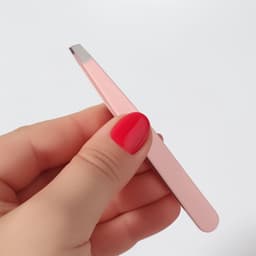 Пинцет скошенный, широкий, 9.5 см, розовый