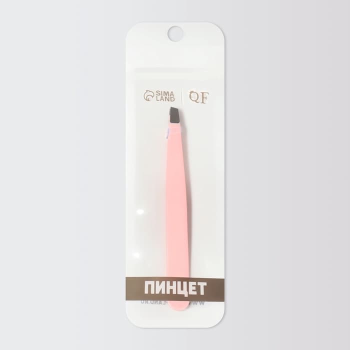 Пинцет скошенный, широкий, 9.5 см, розовый