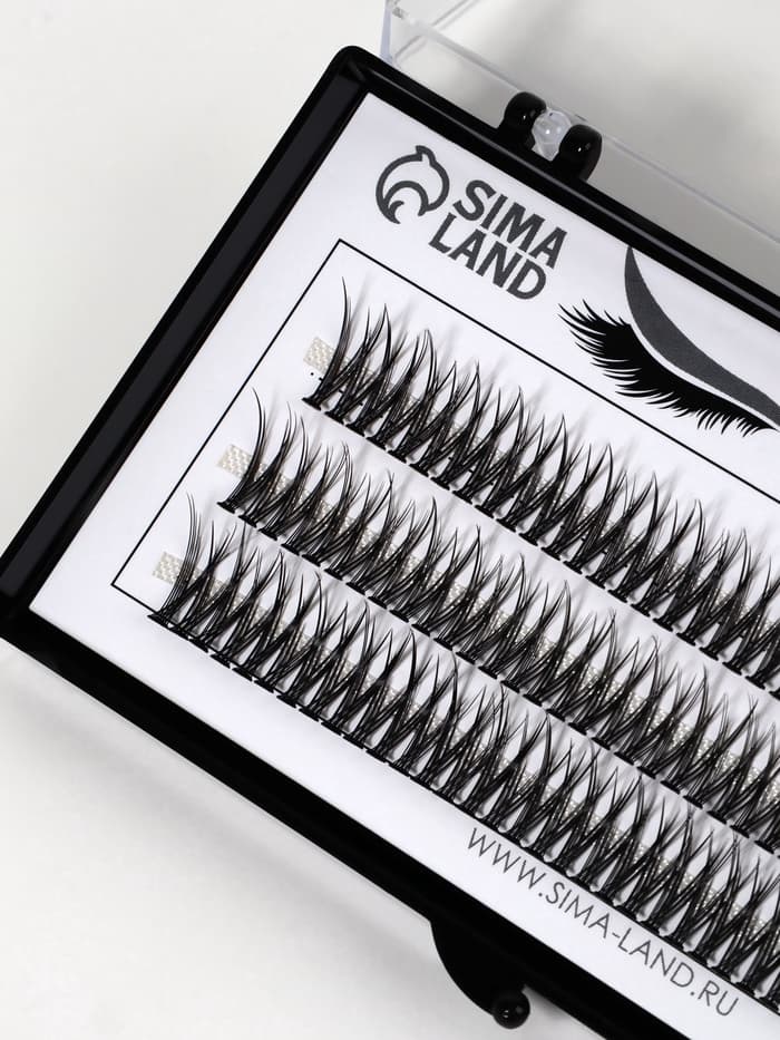 Набор накладных ресниц «Ласточкин хвост», пучки, 12 мм, толщина 0.1 мм, изгиб С, 12 D