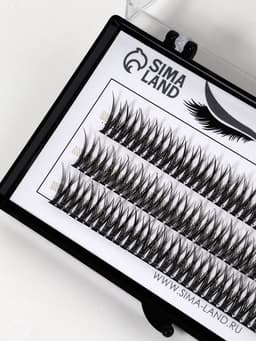 Набор накладных ресниц «Ласточкин хвост», пучки, 12 мм, толщина 0.1 мм, изгиб С, 12 D