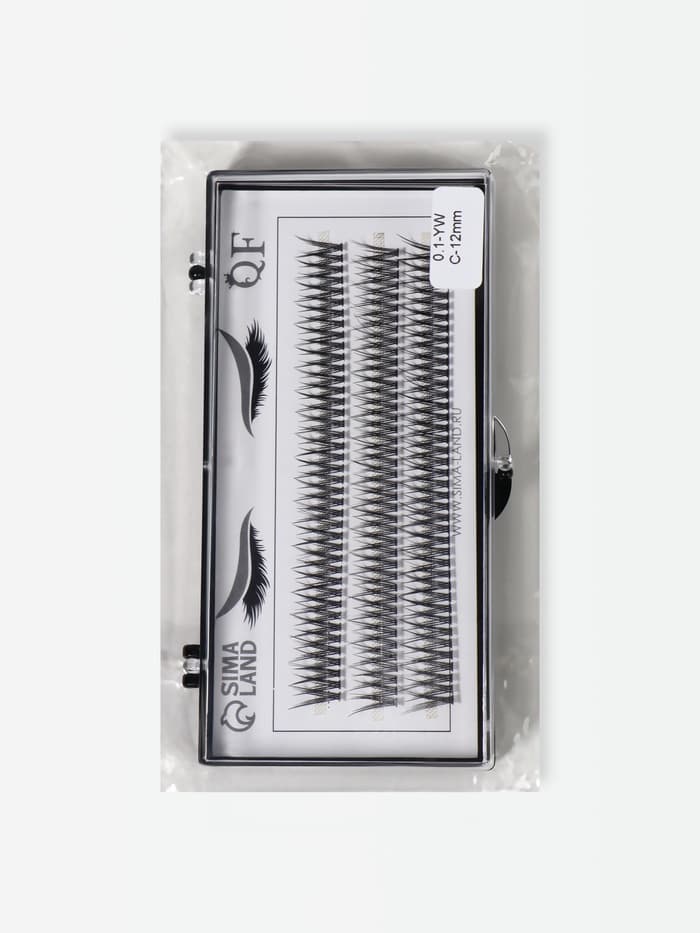 Набор накладных ресниц «Ласточкин хвост», пучки, 12 мм, толщина 0.1 мм, изгиб С, 12 D