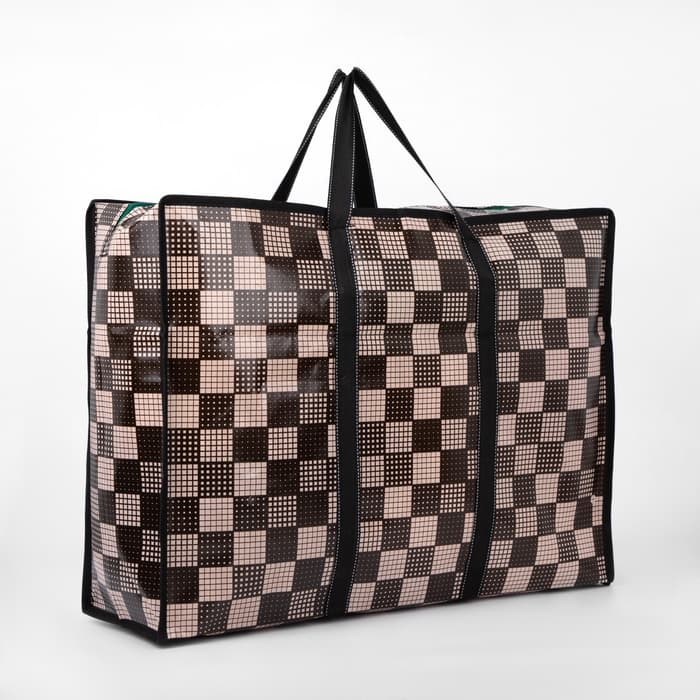 Сумка хозяйственная на молнии, 54 л, 60×20×45 см, коричневая/бежевая