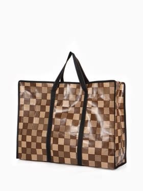 Сумка хозяйственная на молнии, 54 л, 60×20×45 см, коричневая/бежевая