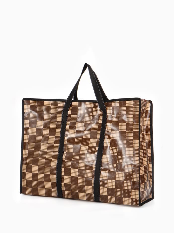 Сумка хозяйственная на молнии, 54 л, 60×20×45 см, коричневая/бежевая