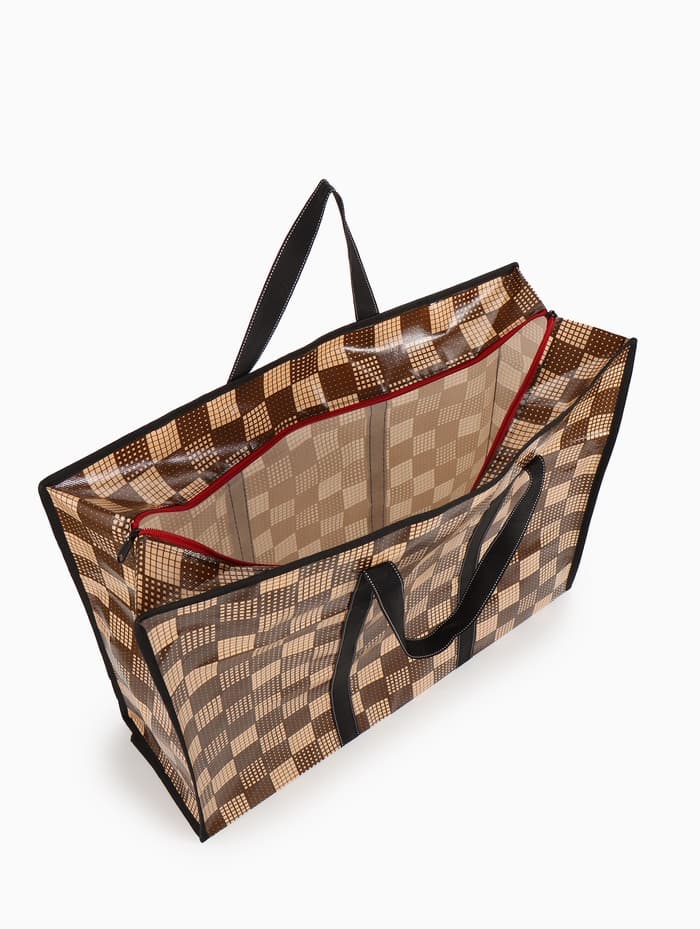 Сумка хозяйственная на молнии, 54 л, 60×20×45 см, коричневая/бежевая